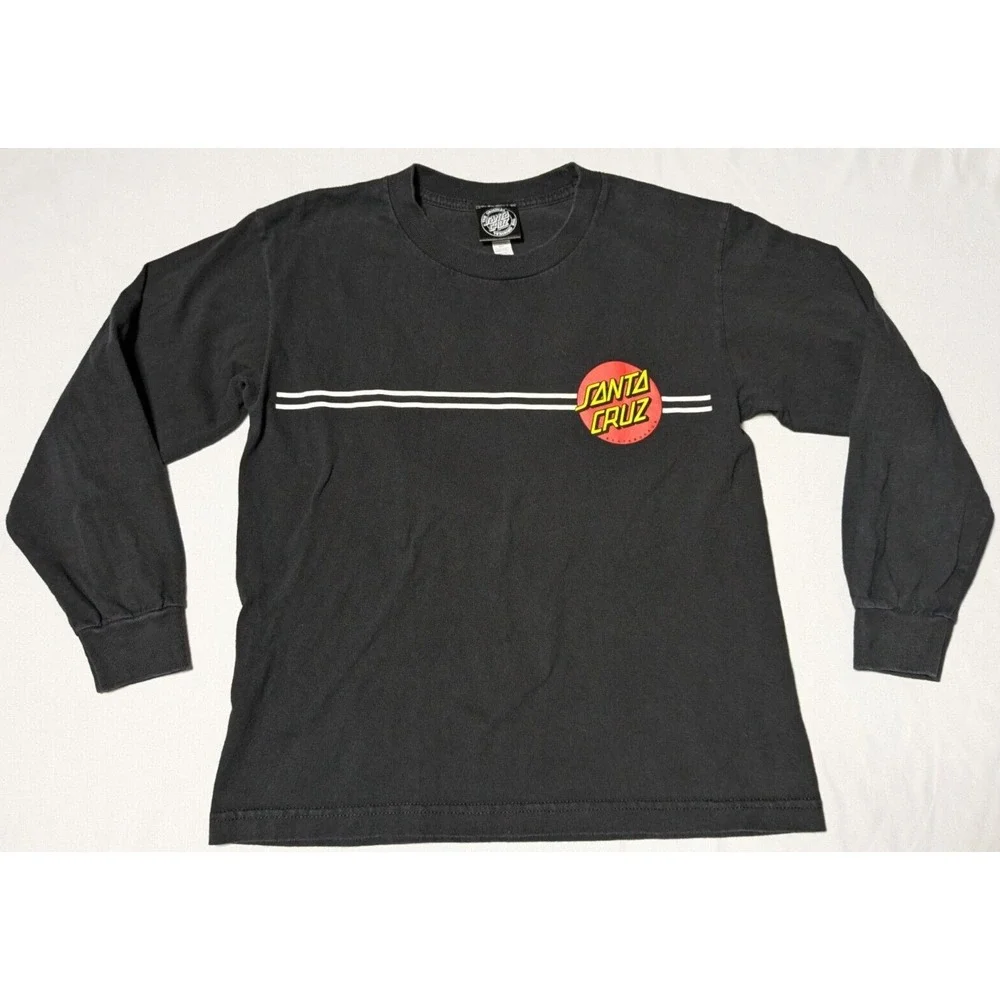 SANTA CRUZ Double-Sided DOT LOGO‎ Black Cotton Long Sleeve T-Shirt - Boys Medium